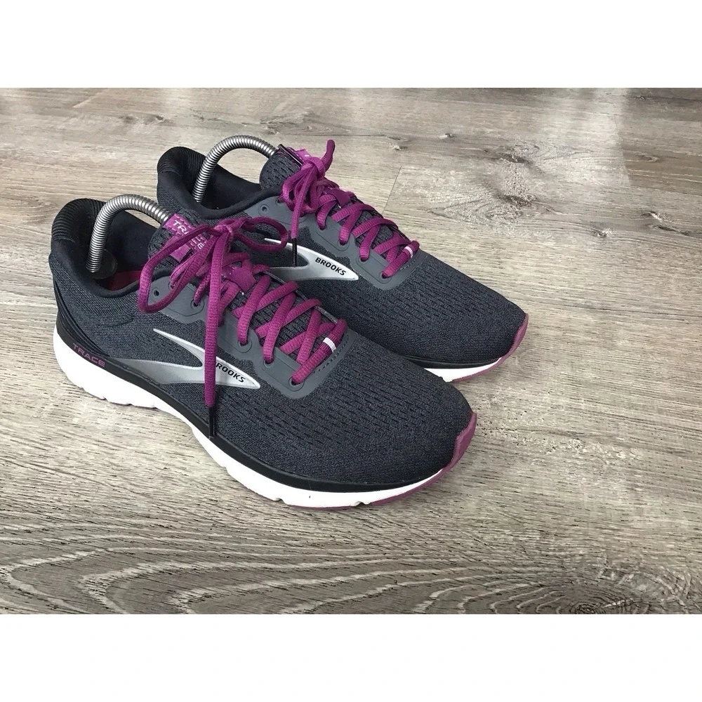 Brooks Trace Shoes Womens Size 11 B Black Purple Running Sneakers 1203511B021